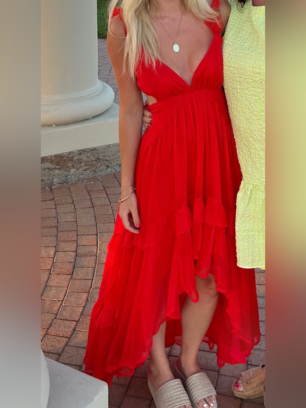 Lulu's Always a Dreamer Red Chiffon Tiered High-Low Dress
